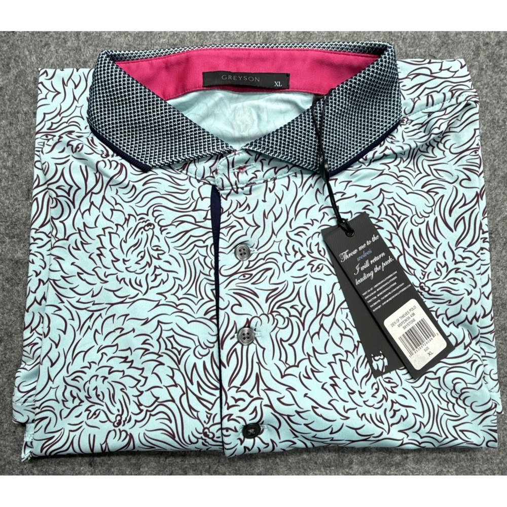 Greyson Den of Thieves Short Sleeve Polo Shirts Men Size XL Wicking Stretch